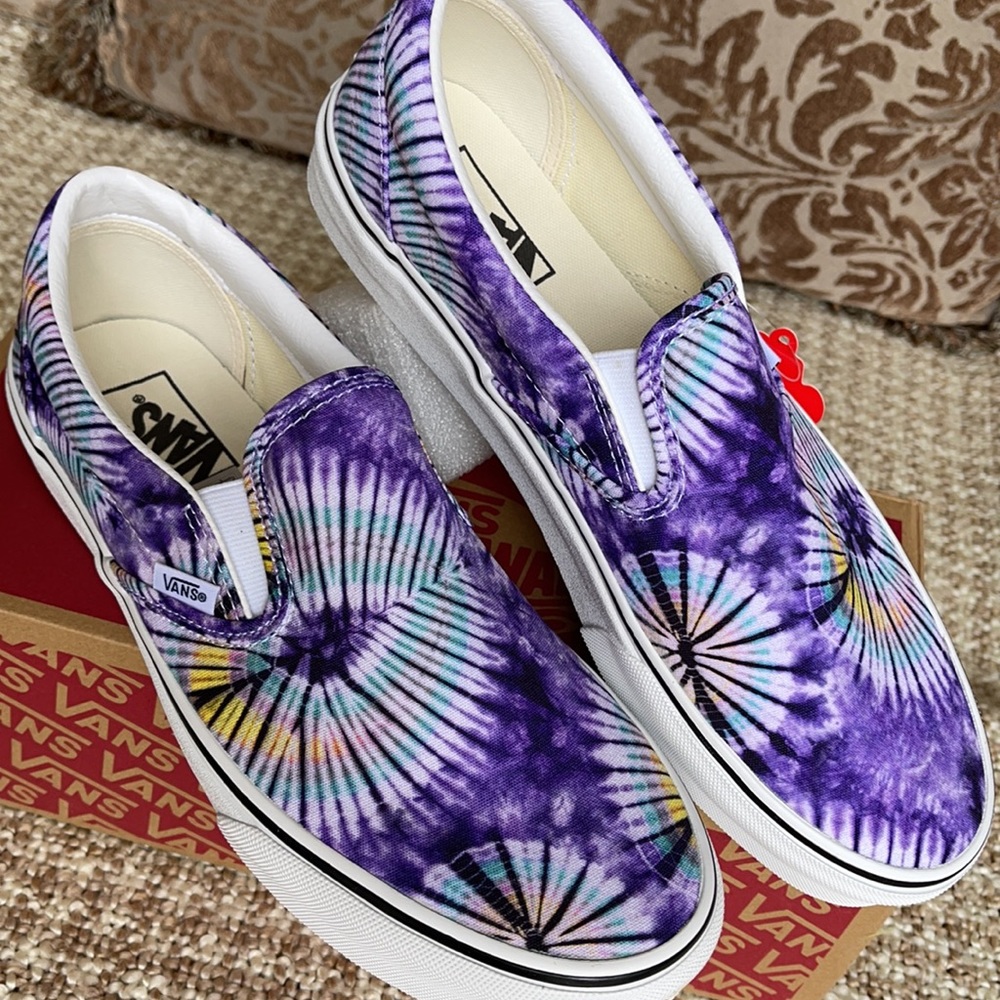 Vans Men’s Classic Slip-On New Age Purple Tie Dye Sneakers - Picture 10 of 16